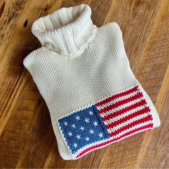 Denimist American Flag Sweater Cotton Chunky Knit Coastal Grandmother S - Picture 5 of 13